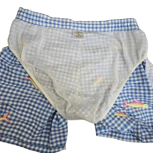 Vineyard Vines Mens Swim Trunks Bonefish Cabana Embroidered Short Gingham SZ M - Picture 8 of 9